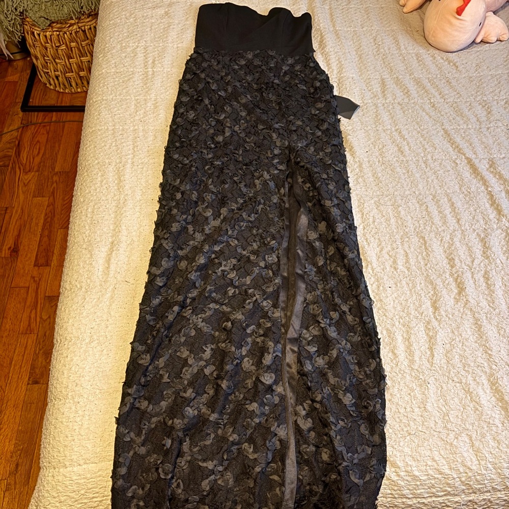 Lulu's Black Embellished Strapless Cocktail Dress